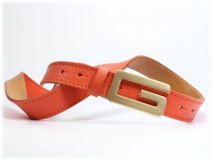 Ceinture en cuir orange pour femme