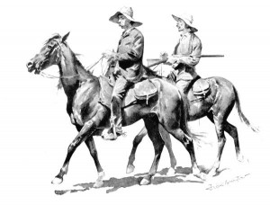Cow-boys sur des chevaux