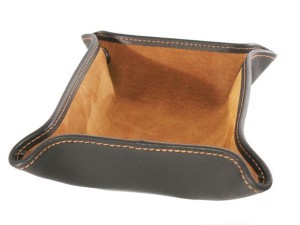 Vide poche en cuir marron foncé